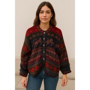 Siochain x Vintage Handloomed in Ireland Cheetah Fuzzy Mohair Cardigan